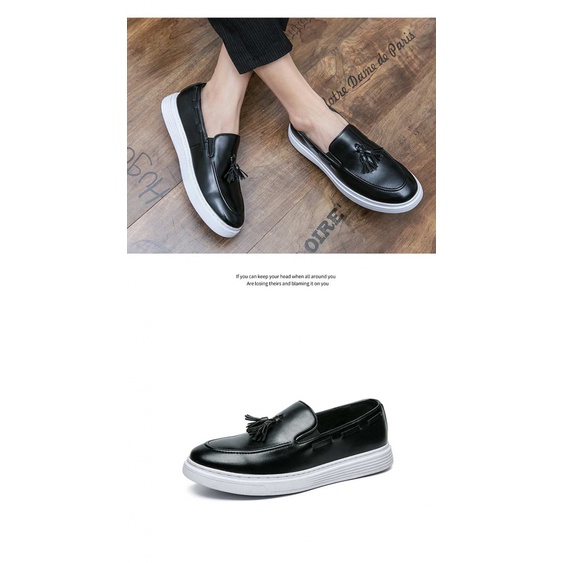 Giày Lười Da Phối Tua Rua Thời Trang Dành Cho Nam