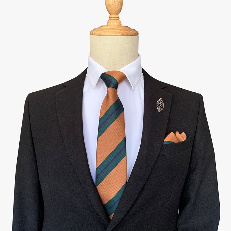 Set cà vạt và khăn tay EFAN 8cm họa tiết kẻ sọc nhiều màu tùy chọn thời trang cho nam