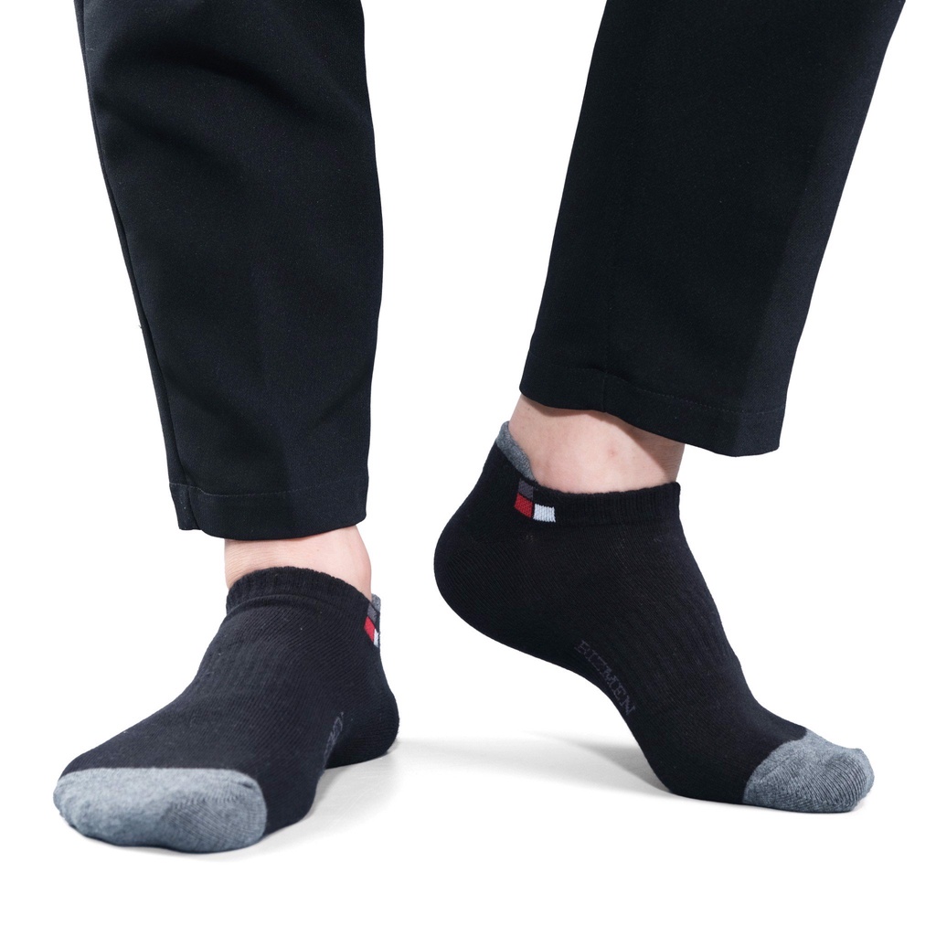 Tất vớ nam công sở Bizmen CHÍNH HÃNG cao cấp cổ ngắn trung cao hài cổ thuyền Cotton kháng khuẩn khử mùi JIZOE TNA01