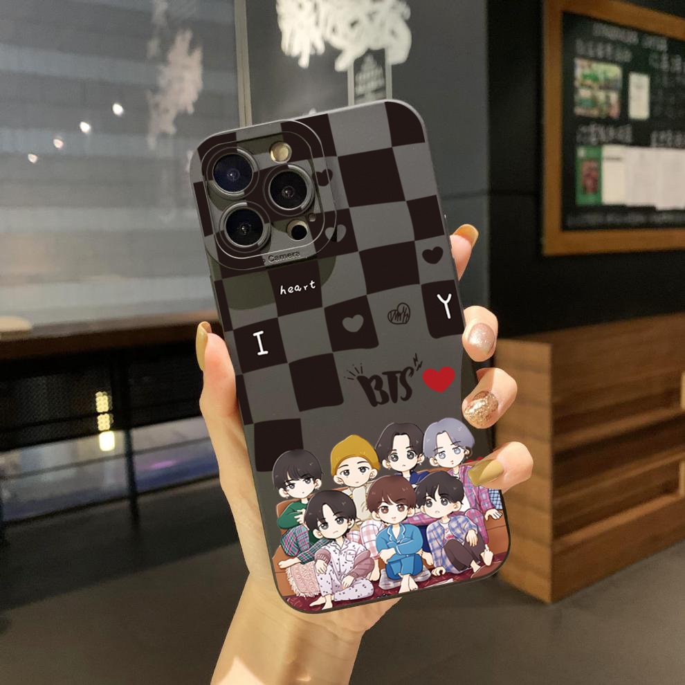 Ốp Điện Thoại Viền Vuông In Hoạt Hình BT21 Cho Samsung Galaxy S23 Ultra S23 + A04E A04 4G A14 A34 A54 5G A11 A50 M12