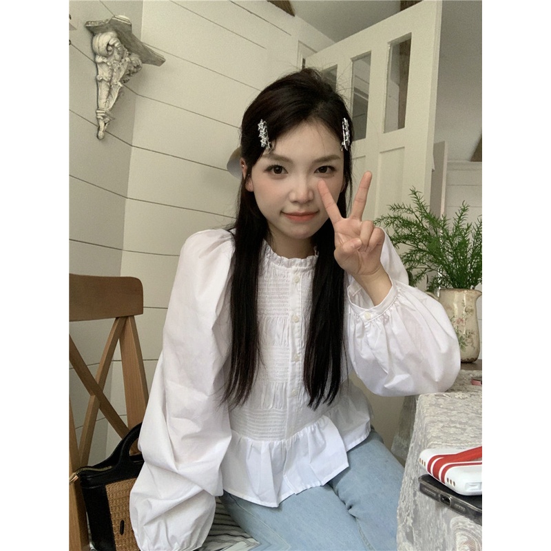 Áo sơ mi dài tay công chúa tay phồng ngọt ngào