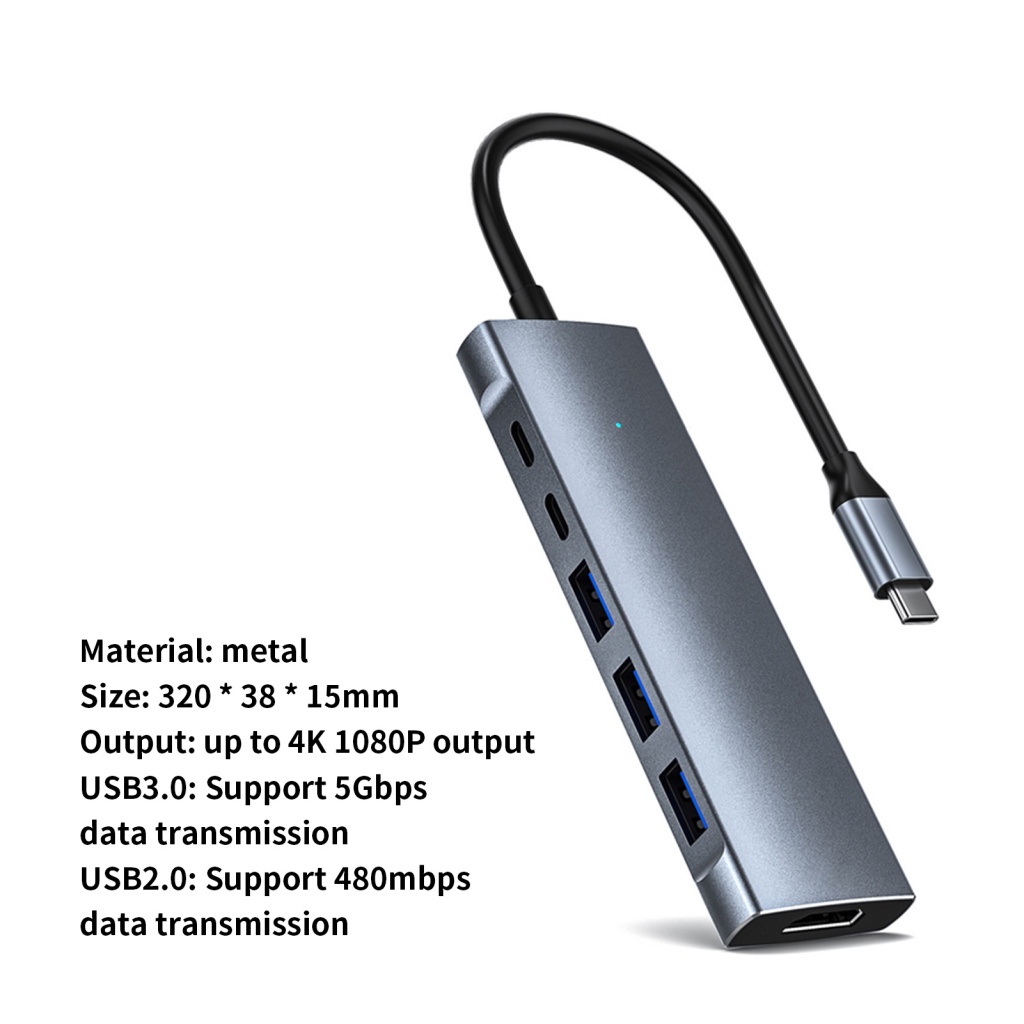 Trạm Sạc Nhanh PD Chuyển Đổi Cổng Type-C Sang HDMI 4K USB3.0 9 Trong 1 Cho Văn Phòng