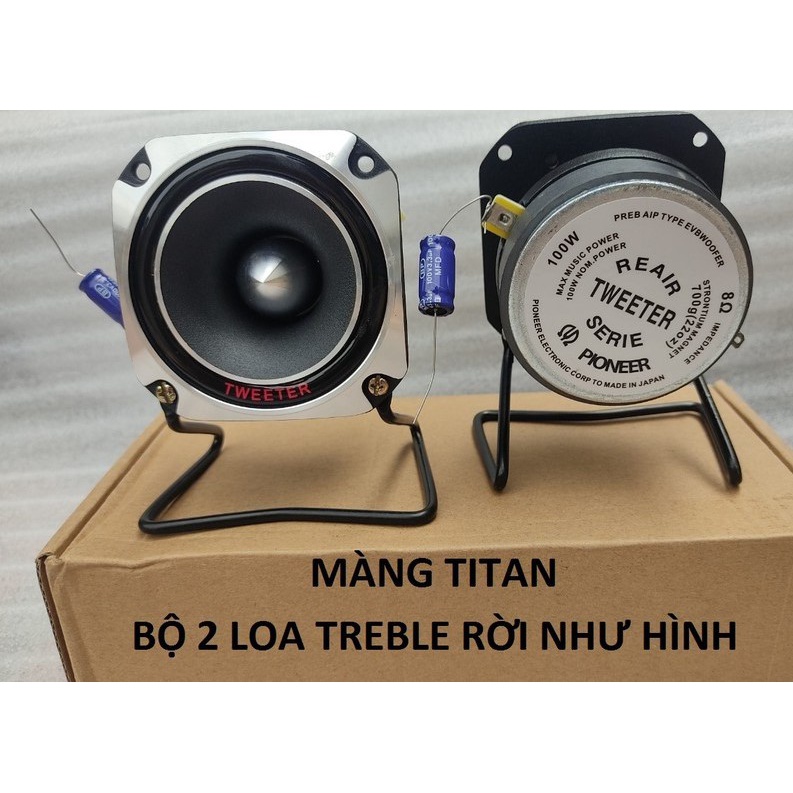 Bộ 2 loa tăng treble PIONE vuông màng titan kèm chân và tụ