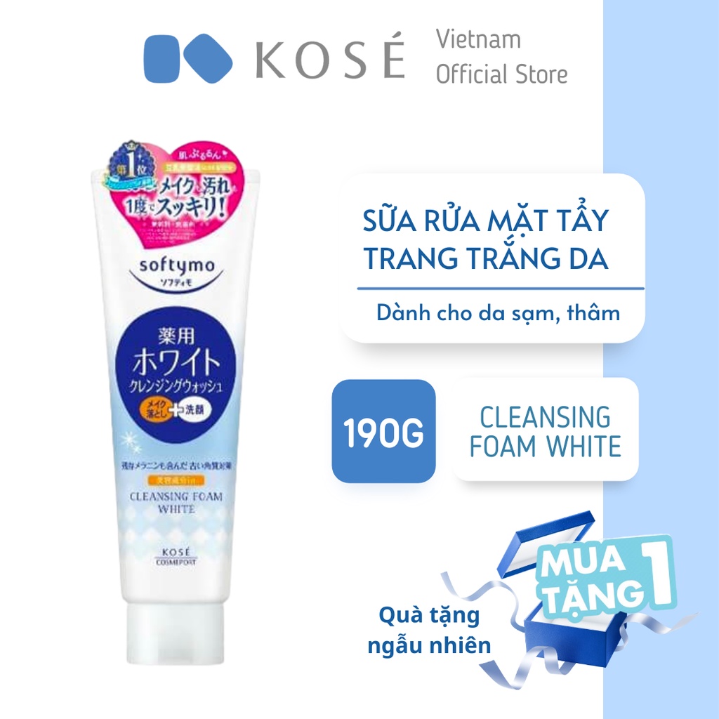 Sữa Rửa Mặt Tẩy Trang Dưỡng Ẩm Kose Softymo Cleansing Foam Tuýp 190g Tuýp 60g