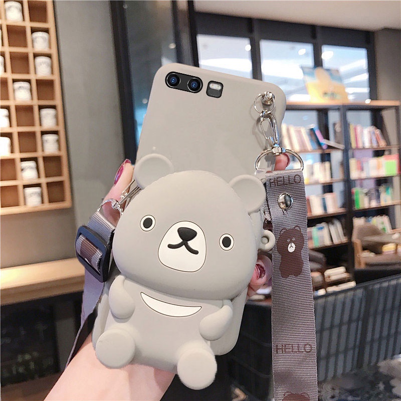 Ốp Điện Thoại Silicon Mềm Có Ví Hình Gấu Dễ Thương Cho iPhone 14 + 13 pro max 12 mini 11 x xs max xr 5 5s 6 6s 7 8 + se 2020