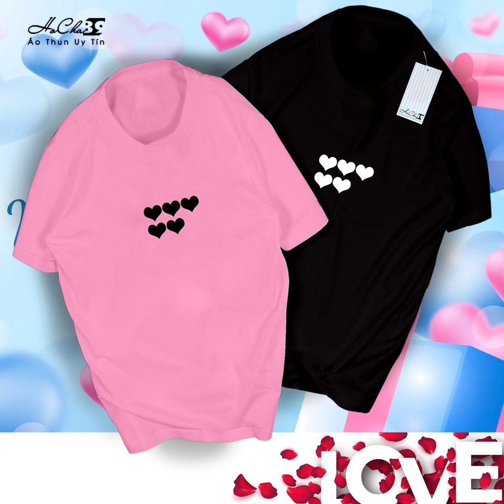 Áo thun Tình Nhân - Áo Cặp - Áo Đôi Mẫu TIM - HC0702 - T223 - Vải Cotton 4C may dây cổ hàng CAO CẤP (Hình thật)