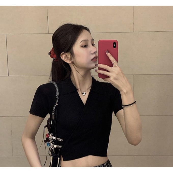 Áo Croptop Tay Ngắn Thời Trang Mùa Hè Quyến Rũ Cho Nữ