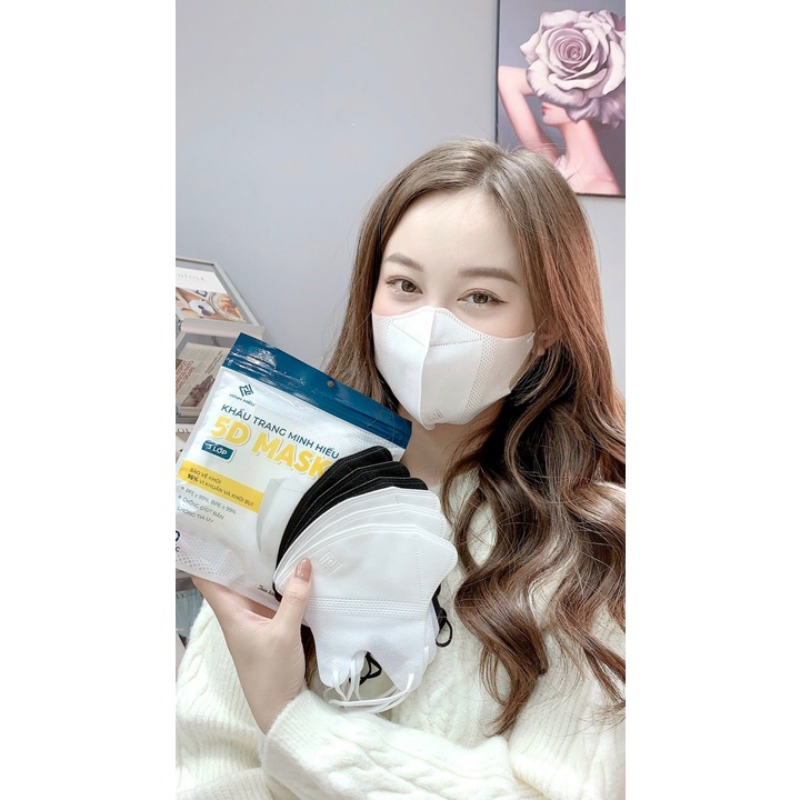 Lẻ 10c Khẩu Trang 5D Minh Hiếu Túi Zip
