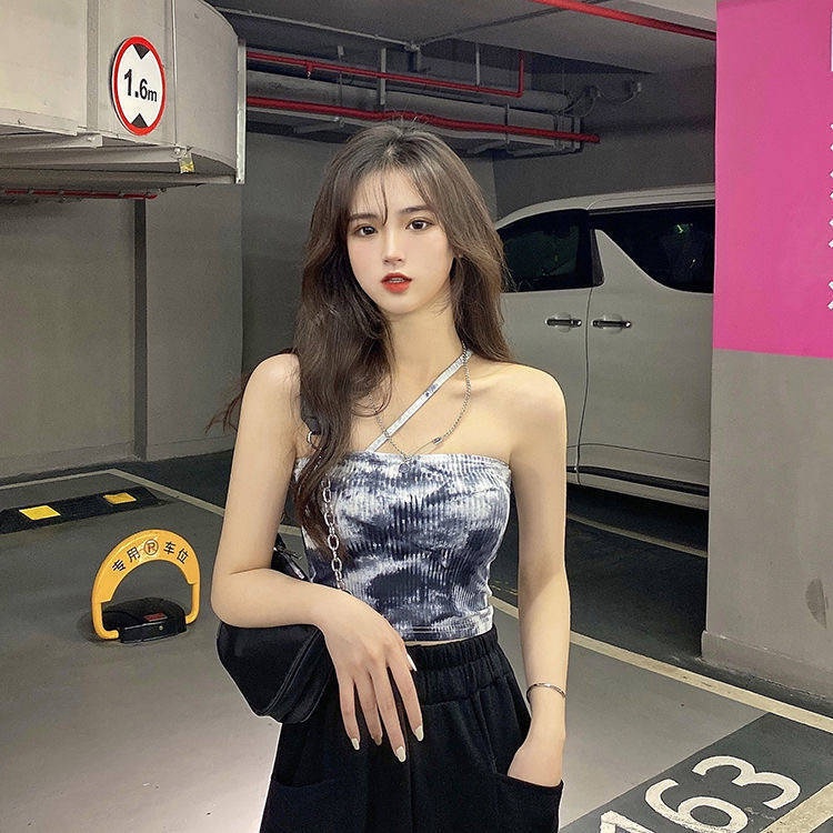 Áo Croptop Hai Dây Nhuộm Màu Thời Trang Mùa Hè Mới Cho Nữ