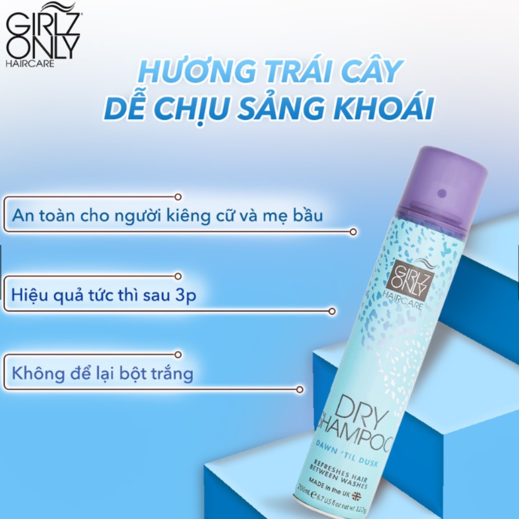 Dầu Gội Khô Girlz Only 200ml 100ml Mini Tóc Mềm Mượt Bồng Bềnh