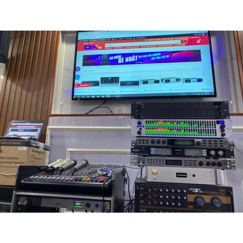 Lọc xì số equalizer Fedyco EQ312, 62 dải tần xử lý âm thanh chuyên nghiệp, Dùng cho karaoke gia đình, phòng hát