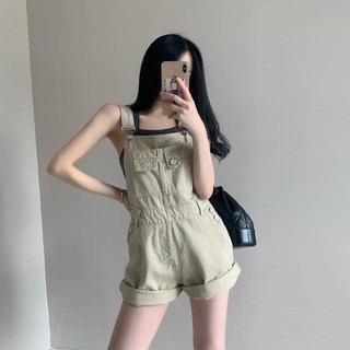 Yếm quần ngắn kaki màu be siêu ngầu - ảnh thật ở cuối