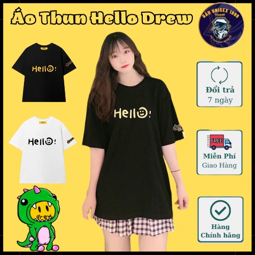 Áo Thun Hello Drew Cổ Tròn Chất Cotton - Áo Thun Mùa Hè