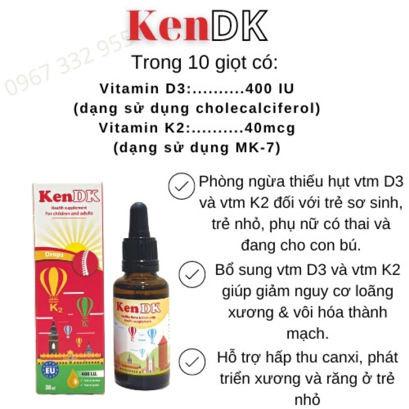 KenDK bổ sung vitamin D3 + K2 cho bé