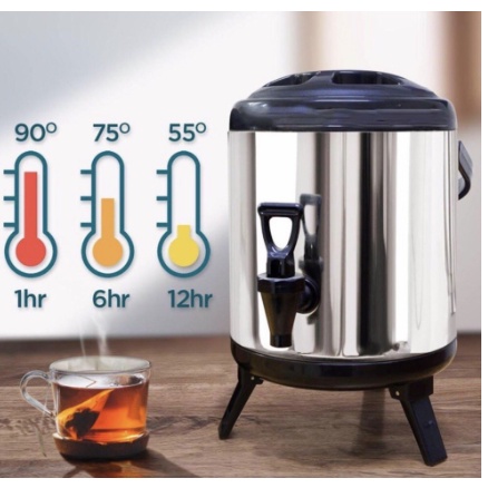 Bình giữ nhiệt ủ trà sữa 3 lớp giữ nóng lạnh, đựng nước chuyên dụng pha trà 6L, 8L, 10L, 12L