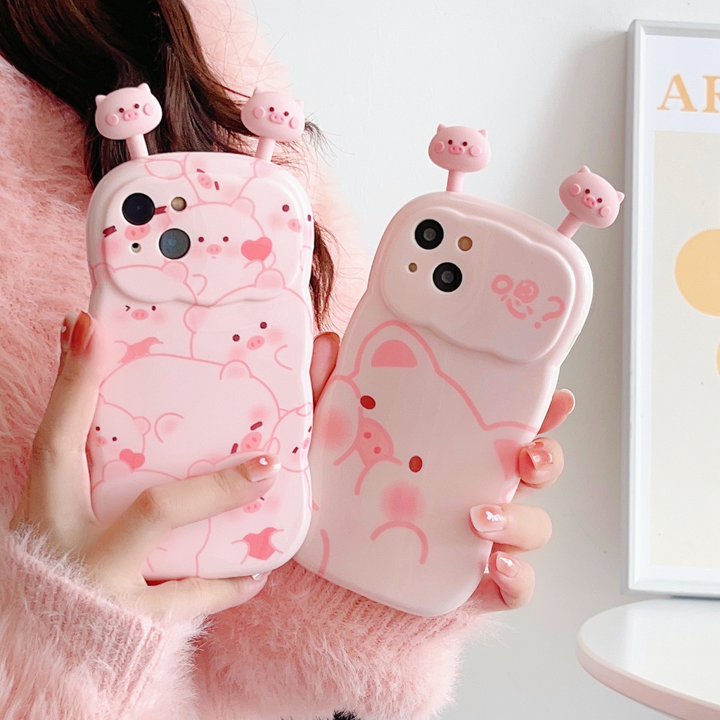 Ốp Điện Thoại Tpu In Hình Heo Hồng Lắc Vòng Cho Iphone 14 13pro Max11 Pro Max Xs Max X 12 Pro Max
