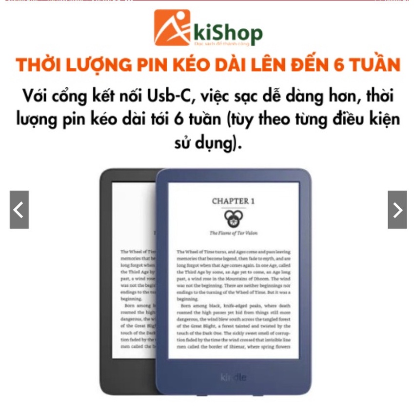 Máy đọc sách New Kindle 2022 16GB chính hãng akishop