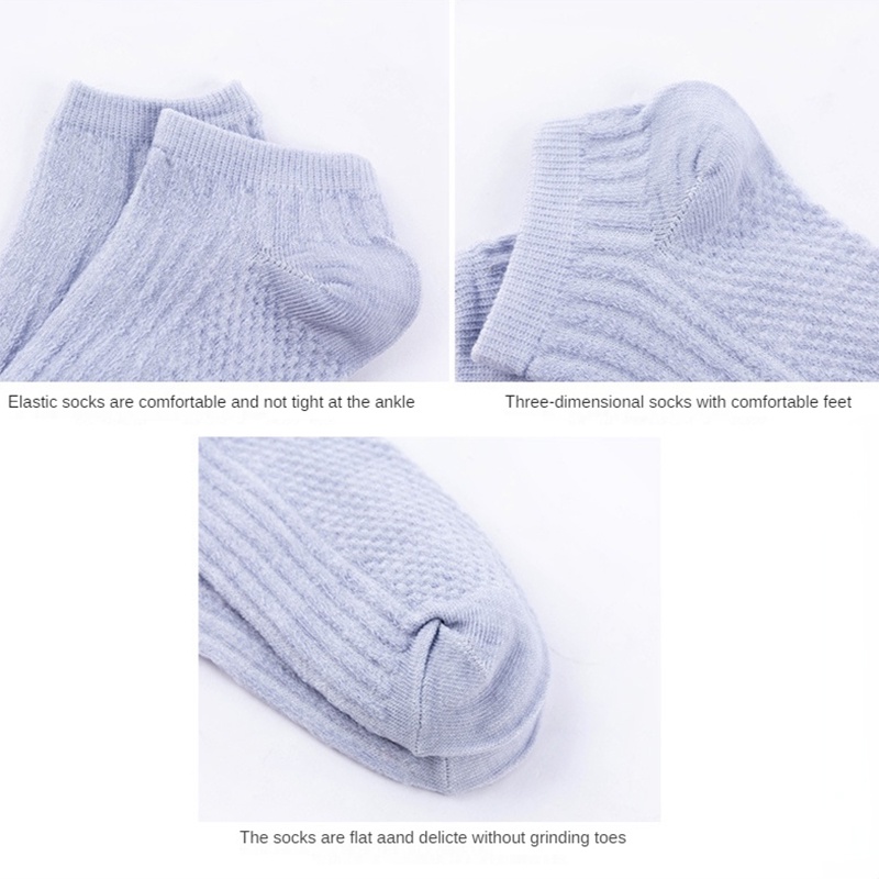 Set 5 Đôi Vớ Thuyền Bằng Cotton Mỏng Nhẹ Thoáng Khí Thoải Mái Chống Trượt Mềm Mại