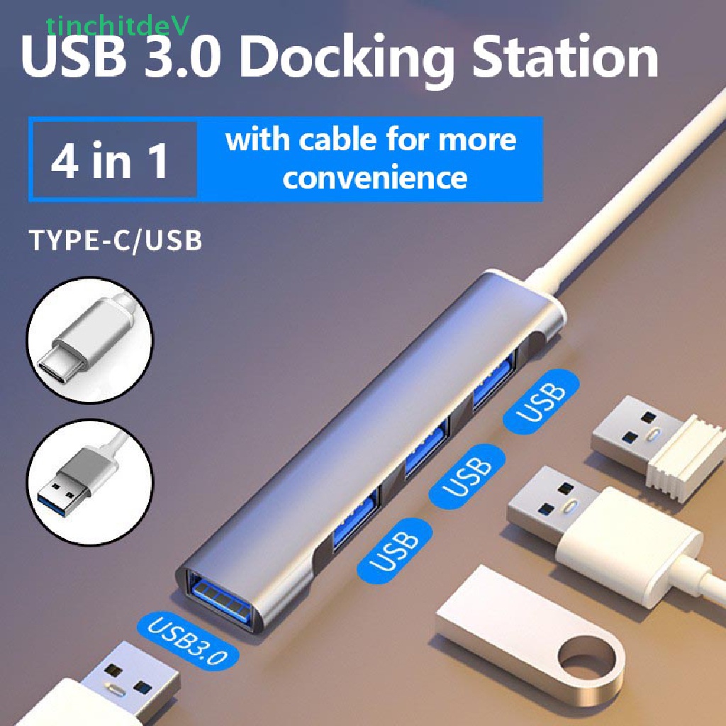 Hub Chia 4 Cổng USB C 3.0 Type C 3.1 OTG Cho Máy Tính