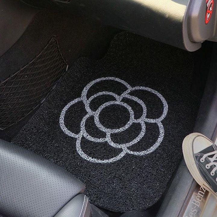 Bộ 02 Thảm rối lót sàn xe ô tô cao cấp hình hoa trà cao cấp _oto
