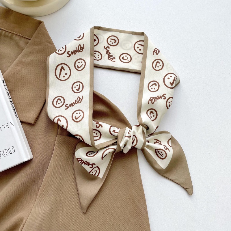 Khăn Quàng Cổ Dài Bằng Lụa Cỡ Nhỏ In Họa Tiết Màu Sắc Nude Phong Cách Hàn Quốc Thời Trang Cho Nữ