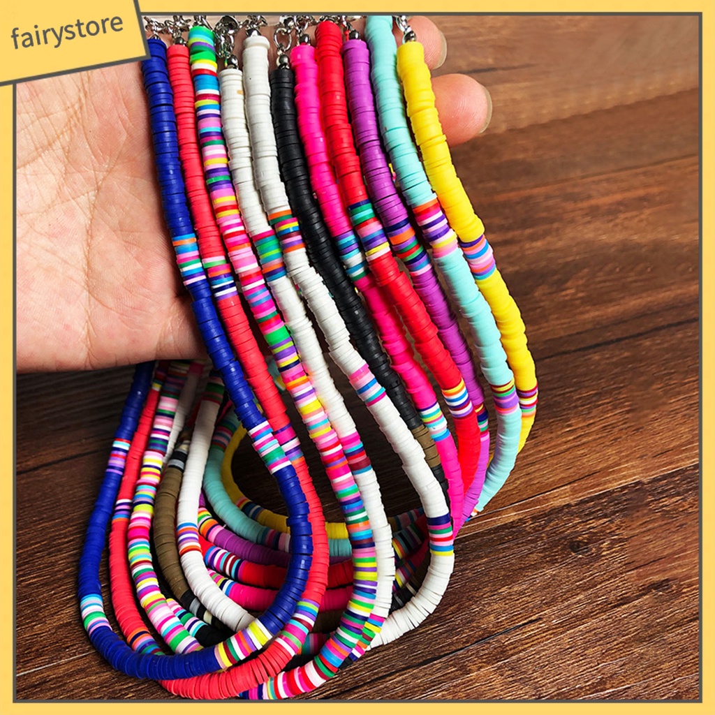 Vòng cổ Hạt Đất Sét Polymer Nhiều Màu Sắc Phong Cách Bohemian Dành Cho Nữ [Fairy1]