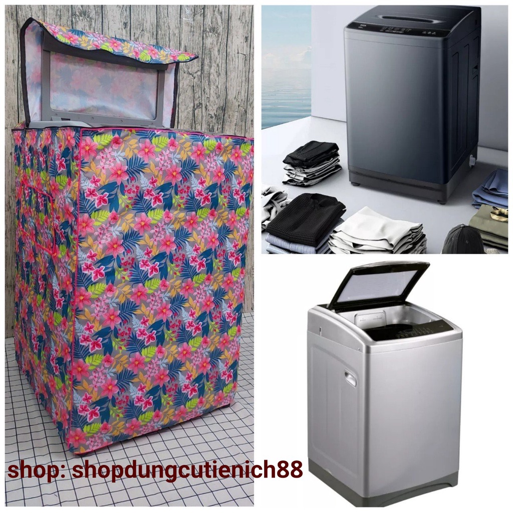 (Dành cho Máy Panasonic Cửa Trên 7.6kg đến 16KG ] Áo trùm máy giặt VẢI DÙ CỰC DÀY, DÂY KHÓA KÉO TO - bao chùm chống bụi