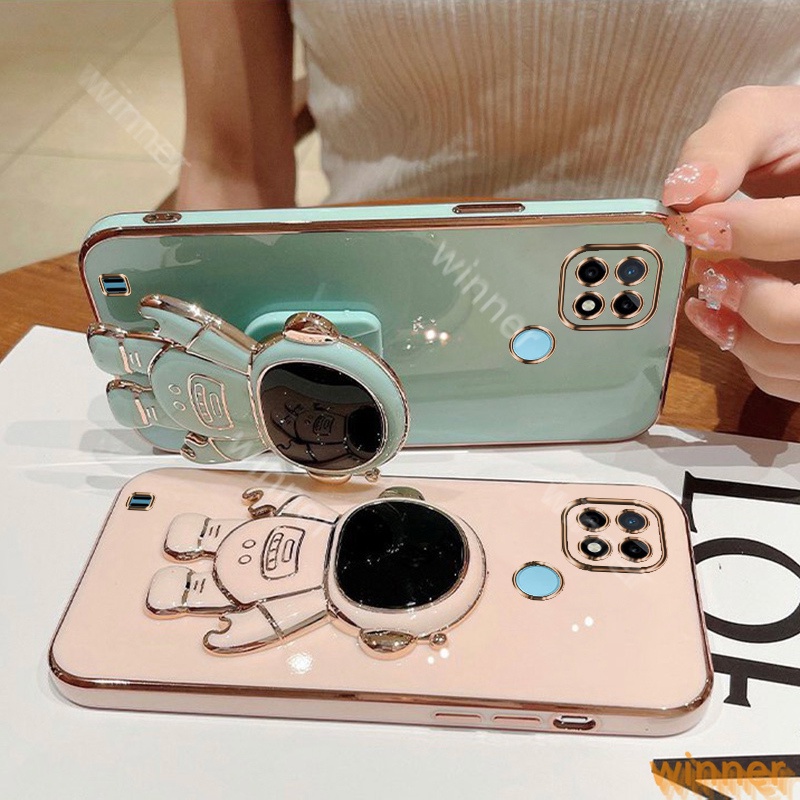 Dấu ngoặc Ốp Lưng Realme C21Y Realme C25Y Realme C21 Ốp Điện Thoại In Hình Phi Hành Gia Có Giá Đỡ Cho 31AYHY