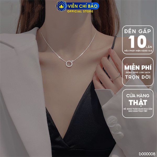Dây chuyền tròn đôi chất liệu bạc Ý thời trang phụ kiện trang sức nữ Viễn Chí Bảo D000008-B