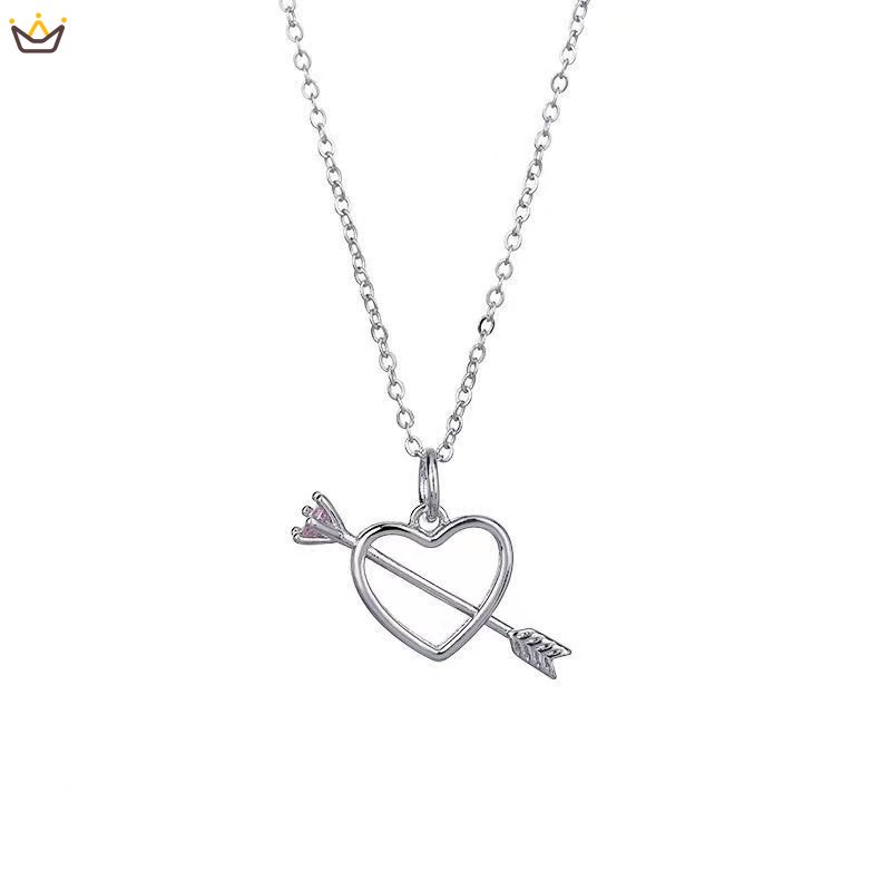 Vòng cổ Mặt Hình Thần Tiên Thần Tiên Thần Tiên Đính Kim Cương Màu Hồng Nhạt Sang Trọng niche Có Mũi Tên Xuyên Qua Trái Tim HGF Cho Nữ