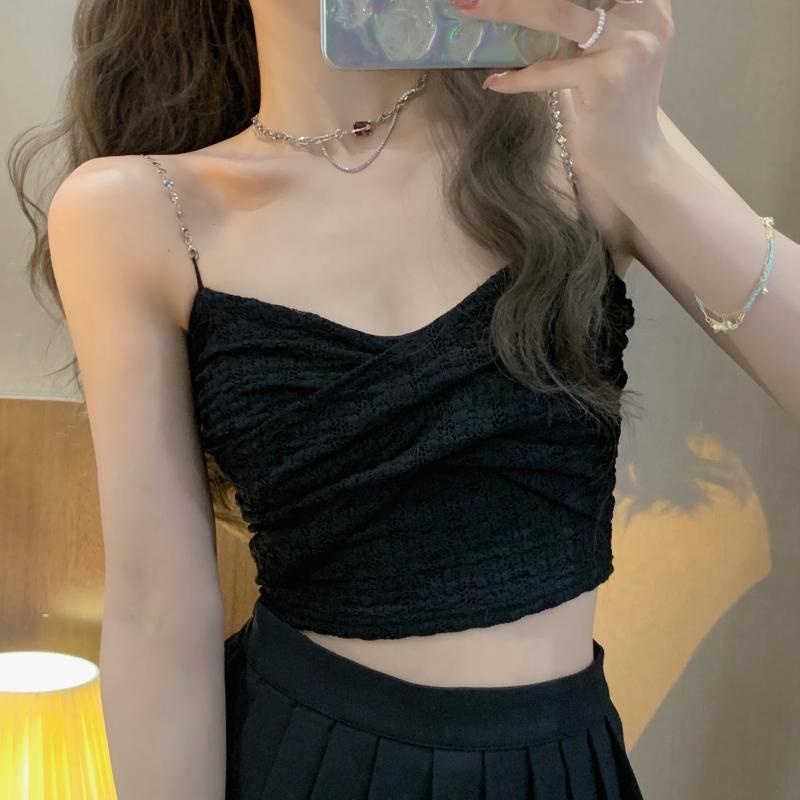 áo 2 dây croptop hai dây sát nách phối ren 3 màu thiết kế quyến rũ cho nữ ba lỗ