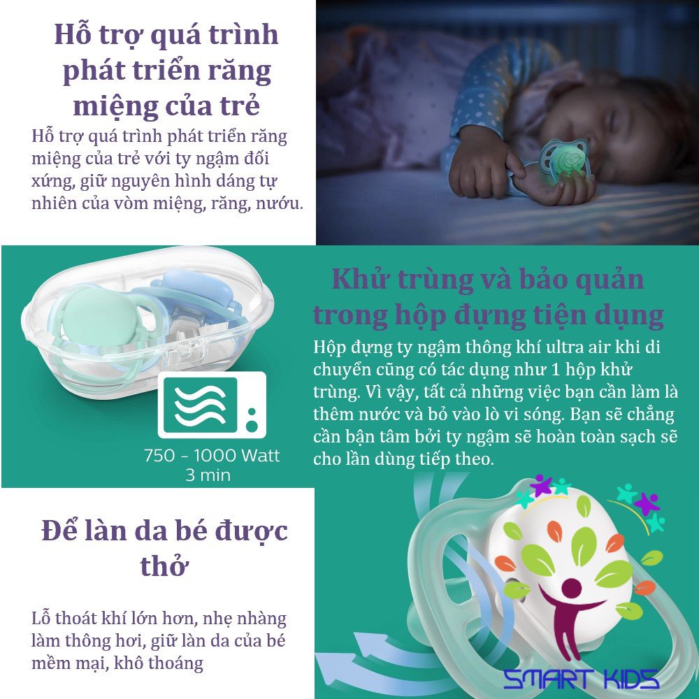Ty Ngậm Thông Khí Philips Avent Ultra Air Ban Đêm Phát Sáng SCF376/21 (6 -18 tháng)