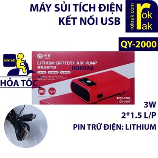 Máy sủi khí oxy 2 vòi tích điện ac/dc jebo 9950 | cổng sạc usb qianyu