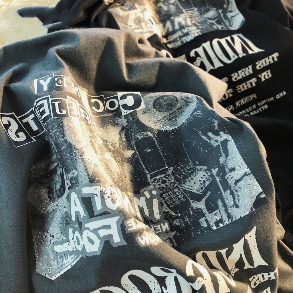 Áo Thun 100% Cotton Tay Ngắn Dáng Rộng Phong Cách Retro