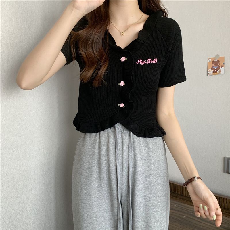 COZOK Áo Kiểu Tay Ngắn Phối Ren Thời Trang Cho Nữ