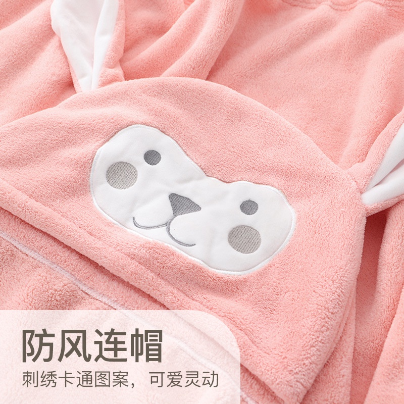 Khăn choàng tắm LIMX OASIS có mũ trùm bằng lông cừu dày dặn thấm hút tốt in hoạt hình xinh xắn dành cho bé