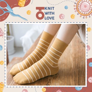 ❤️ MUA 5 TẶNG 1 ❤️ Tất nữ - Vớ nữ cổ cao kẻ ngang phong cách đơn giản(Full bảng màu)