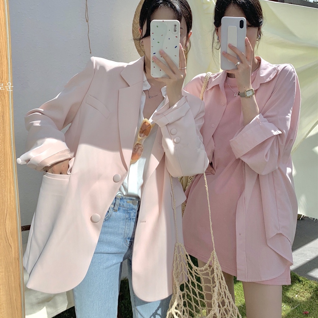 Liasynnn Áo Khoác Blazer Dáng Rộng Phong Cách Hàn Quốc 9 Màu Tùy Chọn Thời Trang Mùa Thu Cho Nữ