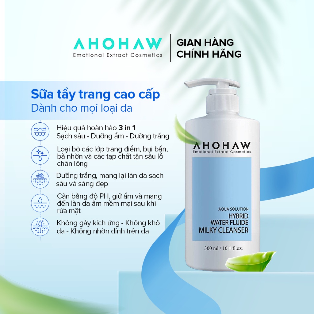 Sữa Tẩy Trang AHOHAW Hybrid Water Fluide Milky Cleanser Ahohwa