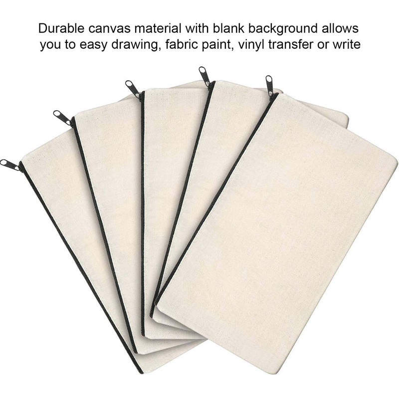 Túi Đựng Bút / Mỹ Phẩm Bằng Vải Canvas Có Khóa Kéo Tiện Dụng DIY