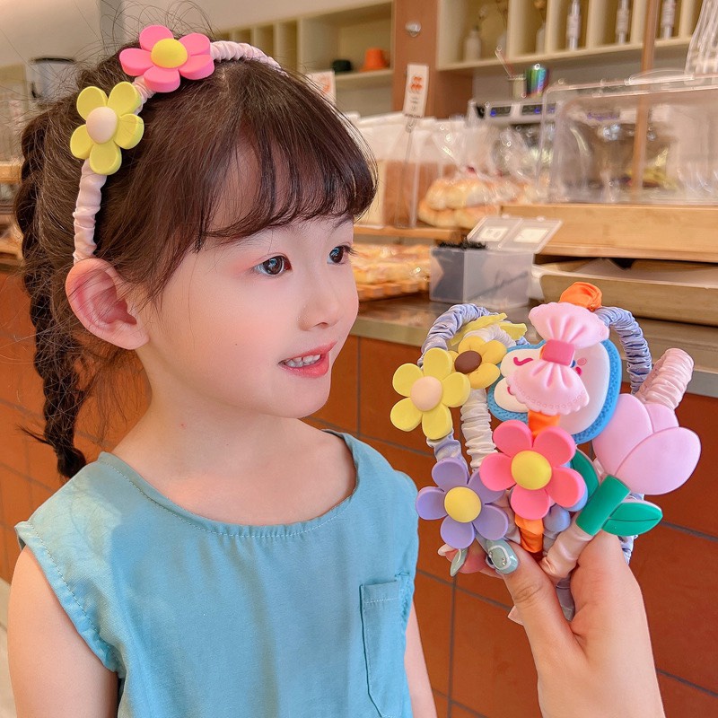Băng Đô Cài Tóc Xếp Ly Chống Trượt In Họa Tiết Hoạt Hình Dễ Thương Thời Trang Cho Bé