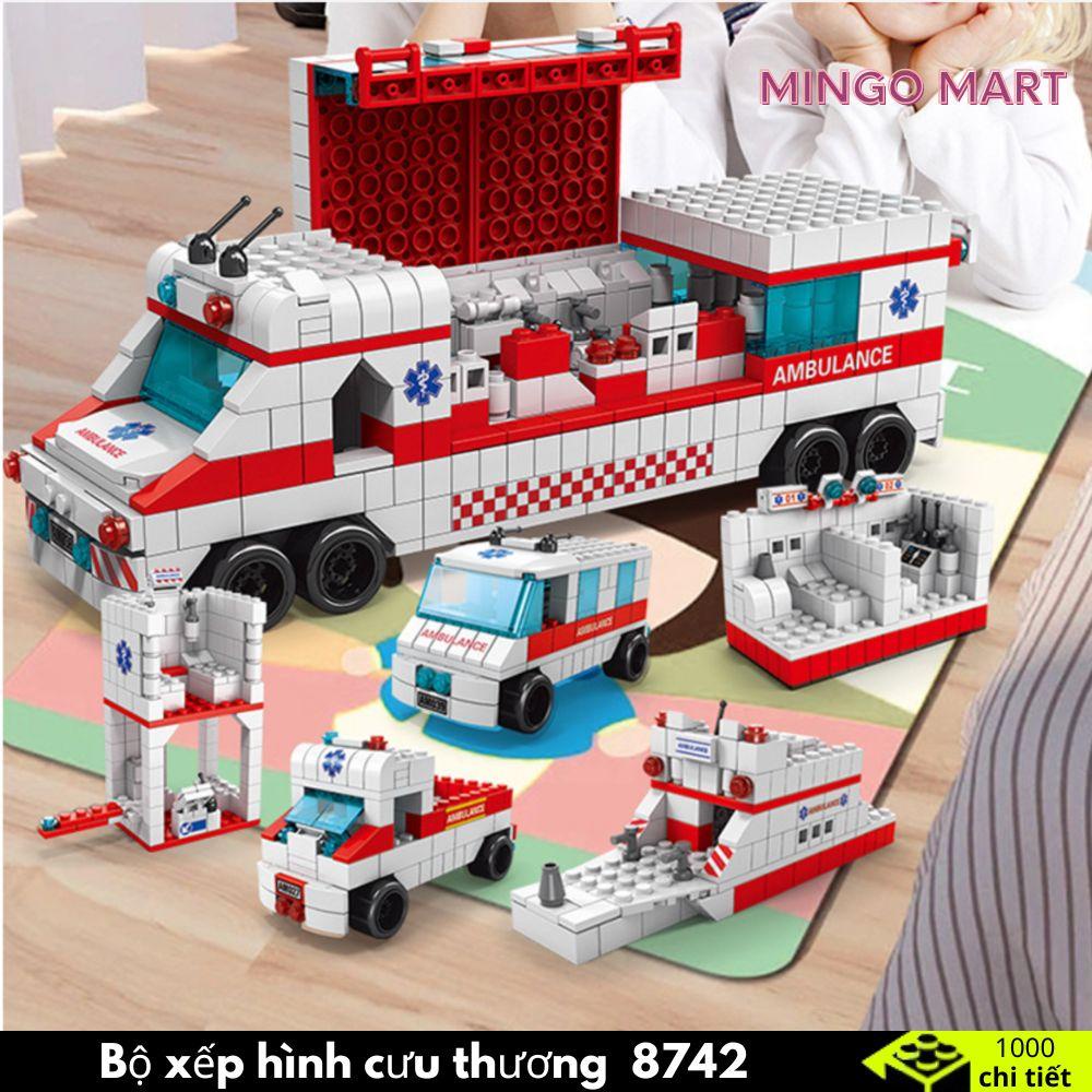 [1000+ chi tiết] Đồ chơi bộ xếp hình sắc màu Tàu Vũ Trụ  , cảnh sát , cứu thương , lâu đai cho bé sáng tạo