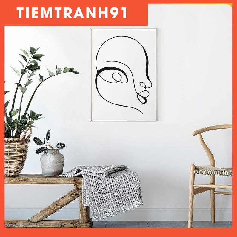 Tranh treo tường | Tranh Single Line Face Art Print | Minimalist Woman Line Drawing | Simple Line Ar