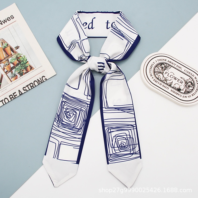 Khăn Choàng Lụa In Họa Tiết Trừu Tượng Đa Năng Dùng Trang Trí Túi Xách / Khăn Quàng Cổ / Băng Đô