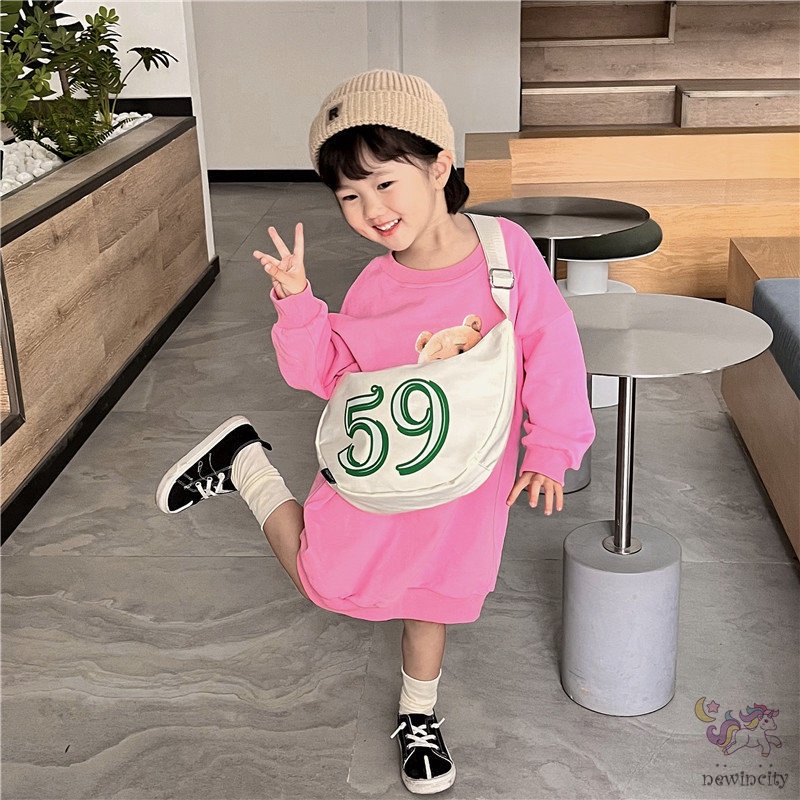 Túi Đeo Chéo Cỡ Lớn Siêu Nhẹ In Chữ Thời Trang Hàn Quốc Cho Bé