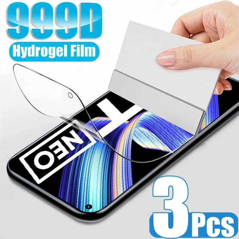 3 Chiếc Cho OPPO Realme GT Neo 2 3 5 GT2 Pro Màn Hình An Toàn Mềm Hydrogel Bảo Vệ Phim Cho Realme GT
