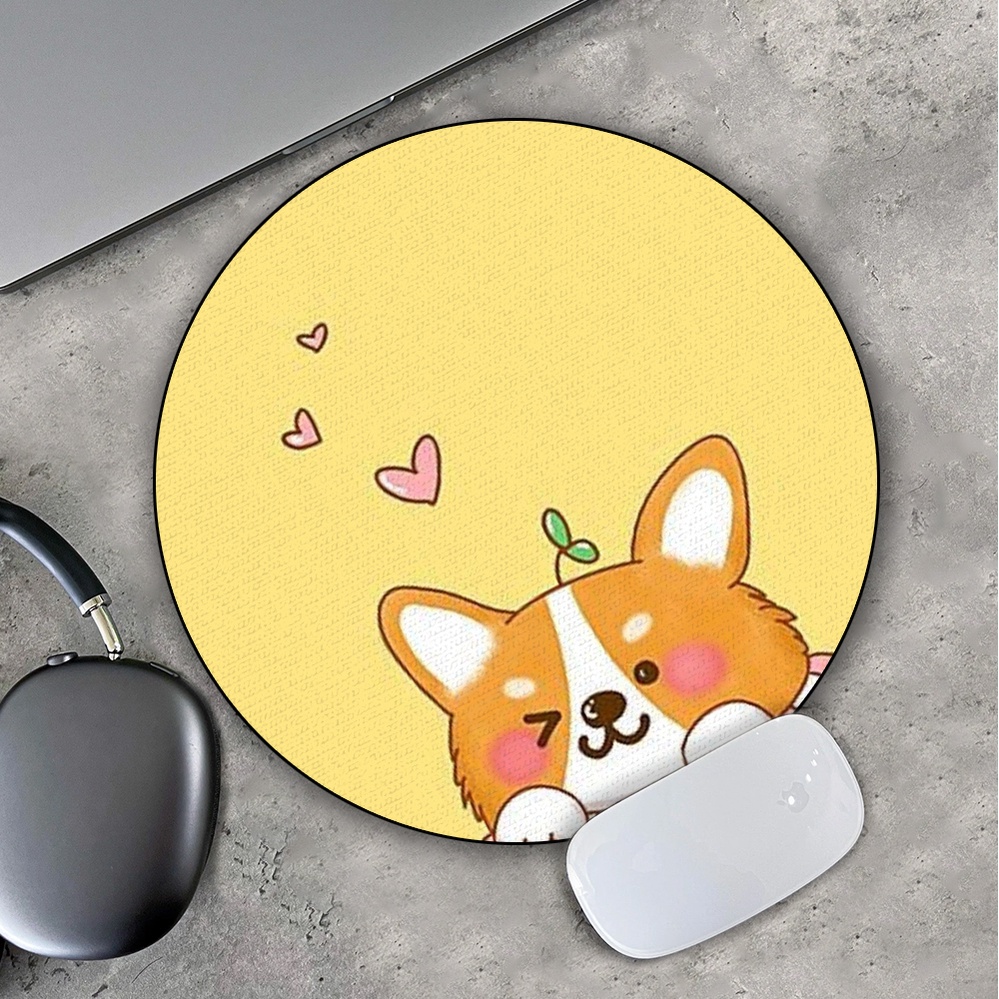 Lót Chuột Gaming in hình Chó Con Corgi Dễ Thương Corgi Dog Puppy Pad decor bàn làm việc chơi game size 35cm