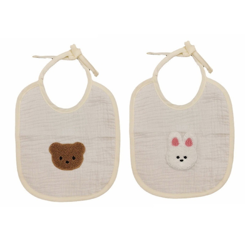 Yếm Ăn Vải Cotton Chống Té Ngã Họa Tiết Gấu Mini Thời Trang Cho Bé