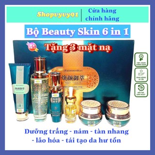 CHĨNH HÃNG-  Bộ hoàng cung Xanh Beauty Skin 6in1 – Hỗ Trợ Xóa mờ nám dưỡng trắng da( tặng 3 mặt nạ)