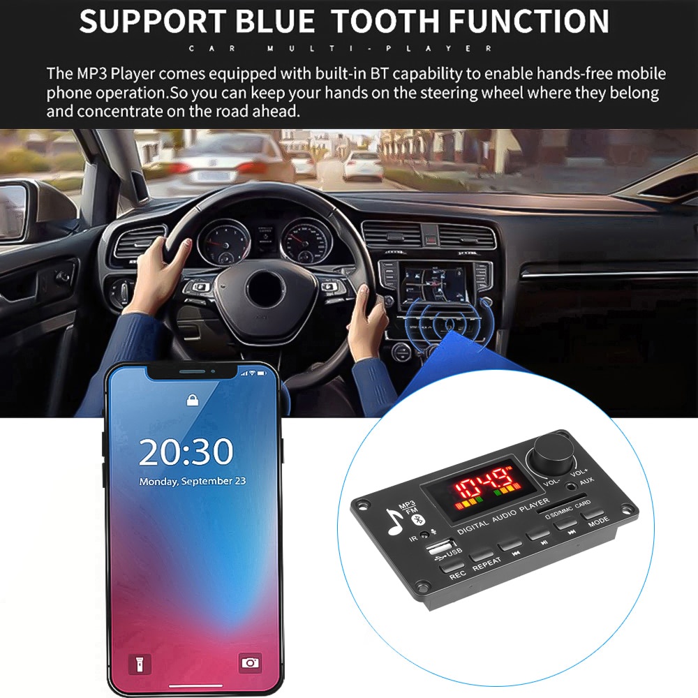 Bảng Mạch Khuếch Đại Âm Thanh mp3 80W 12V Bluetooth5.0 Cho Xe Hơi